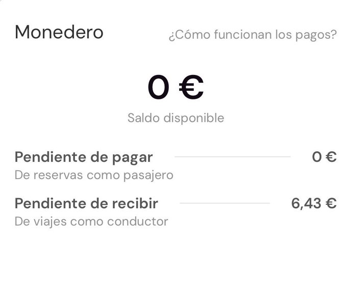 Monedero TRIBBU: saldo disponible y pendiente de recibir 6,43€