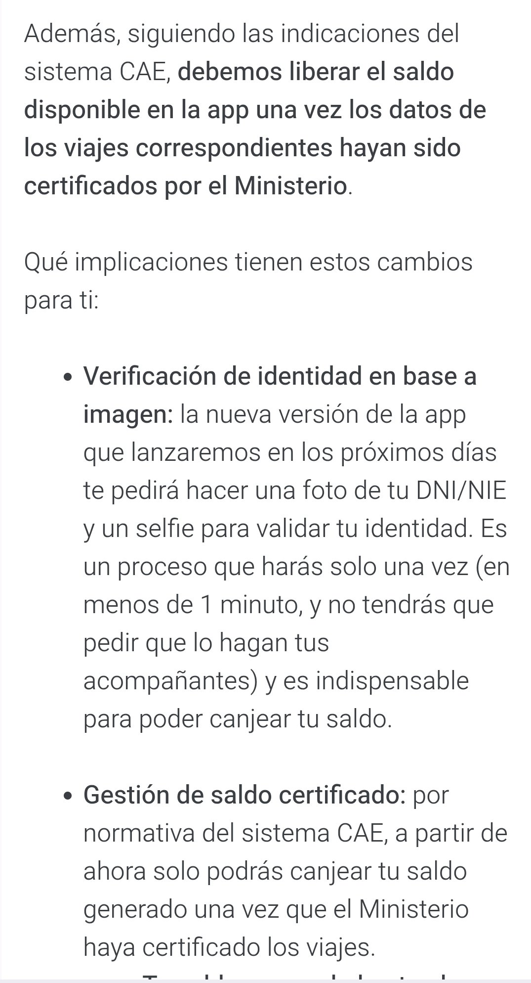 Ciclogreen verificación DNI selfie y gestión de saldo certificado